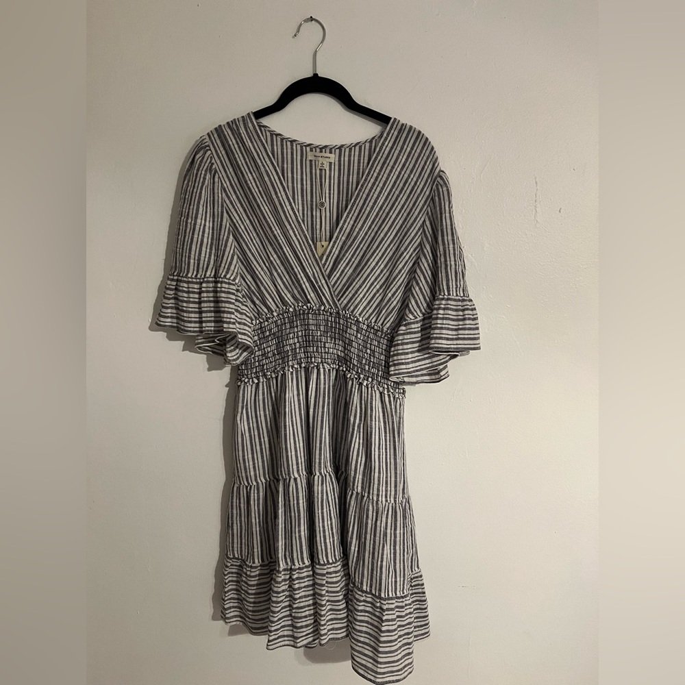 Stripe midi ruffle dress
